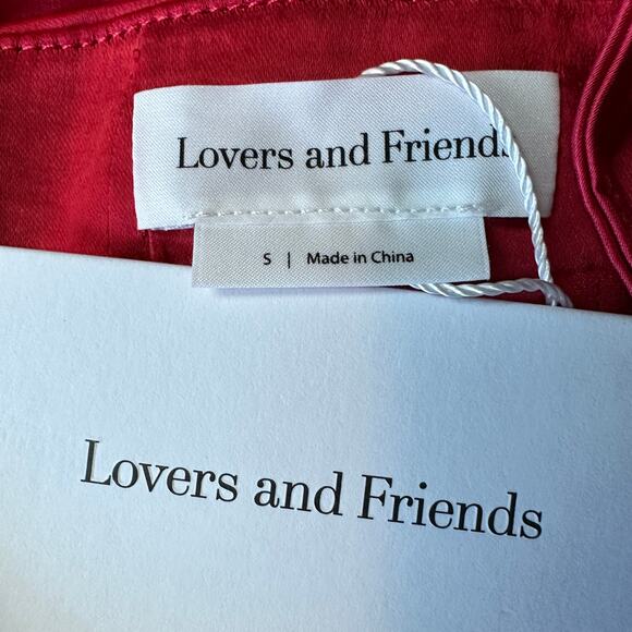 Lovers + Friends Red One Shoulder Satin Midi Slip Dress SMALL Ruched $228 NEW - Picture 7 of 8